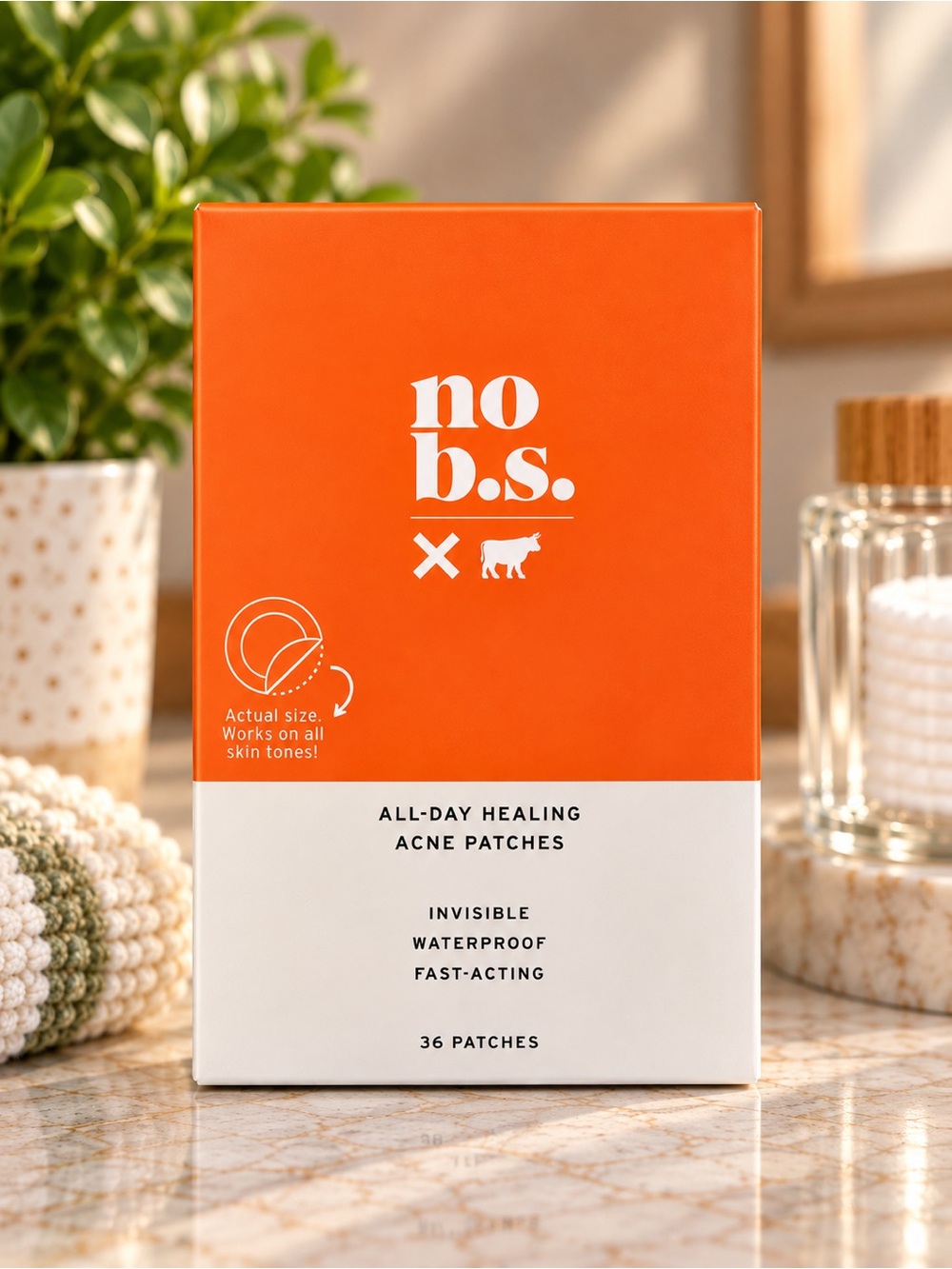 No B.S. All-Day Invisible Healing Acne Patches 36ct Hydrocolloid Waterproof